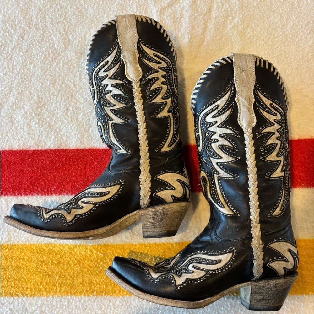 Corral Black and Cream Western Cowboy Boots
